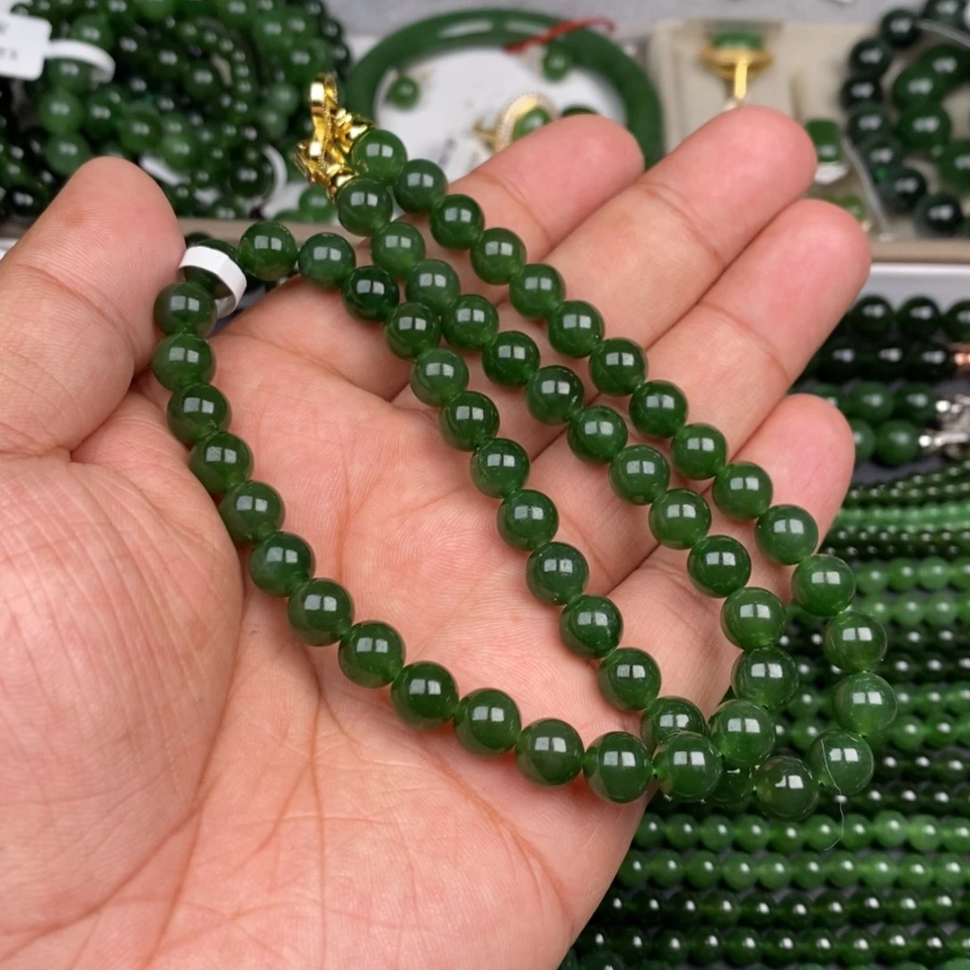 项链未镶嵌和田玉（碧玉）8m m