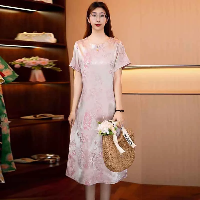 【粉色竹叶】新款显白遮肉连衣裙I