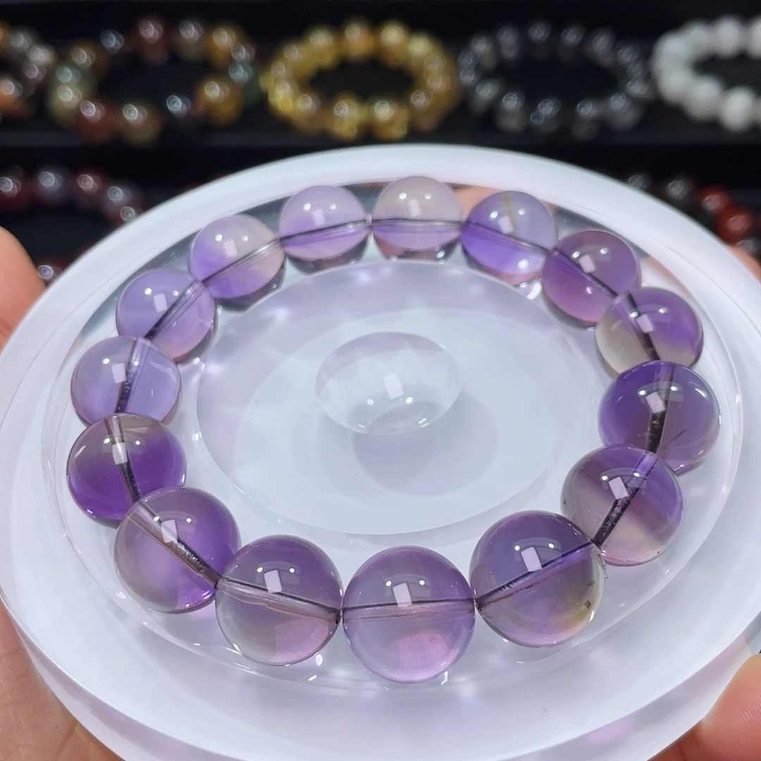 水晶未镶嵌手链巴西紫黄晶14+m