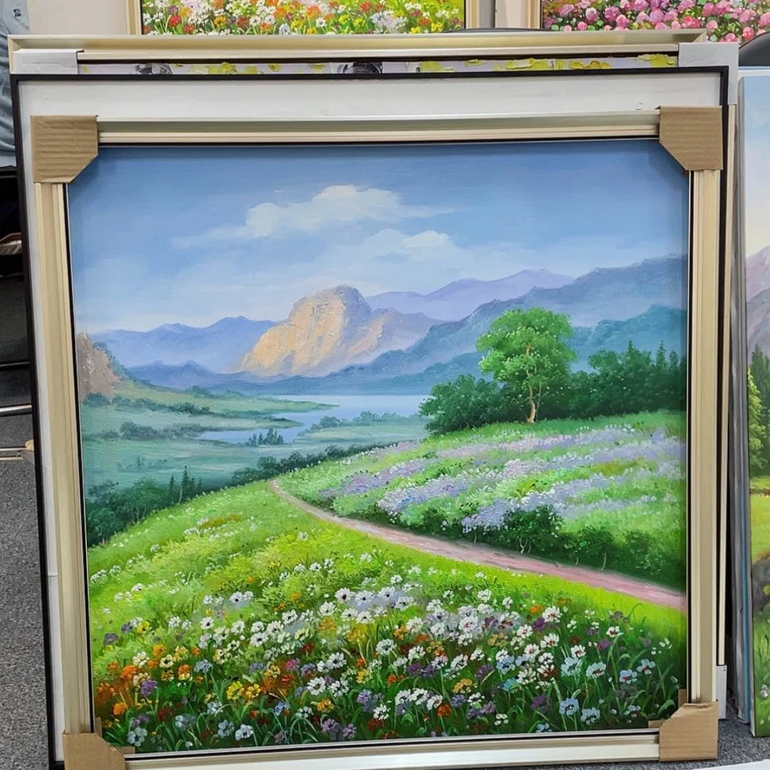 【闪购商品】油画餐厅挂画田园风光手绘油画75×75