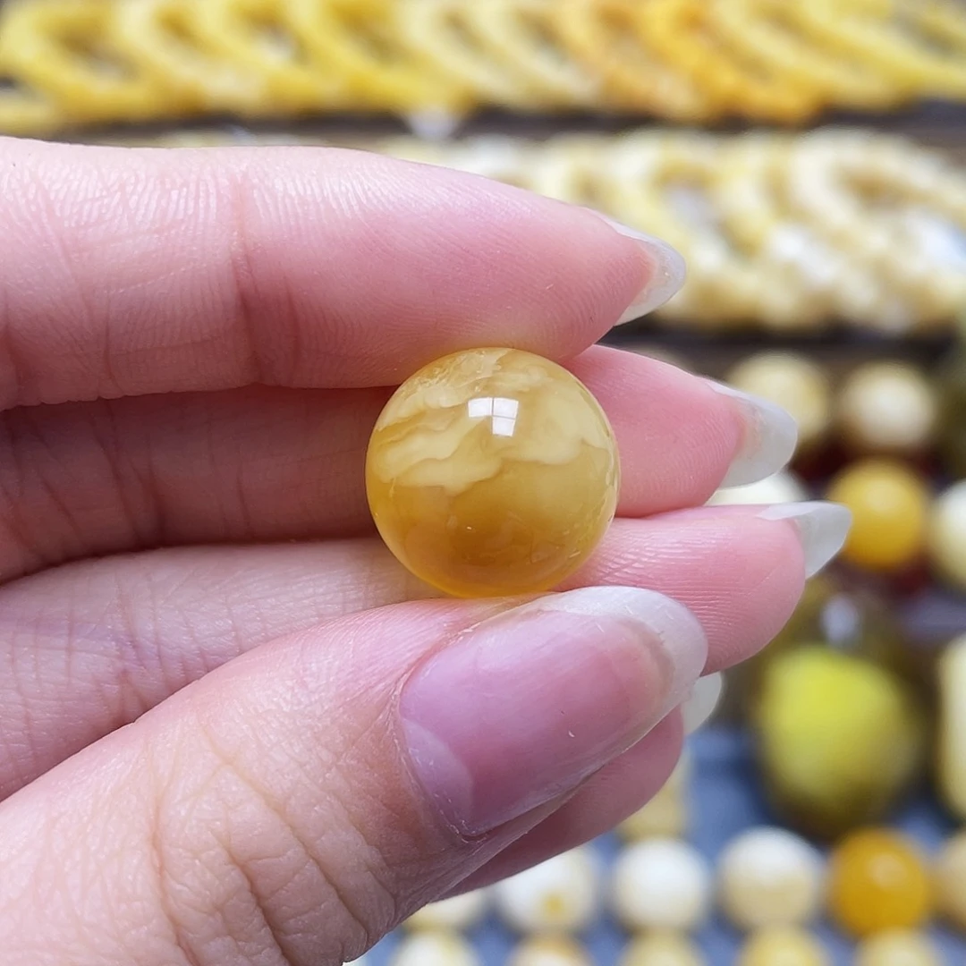 未镶嵌琥珀裸石14.6mm圆珠
