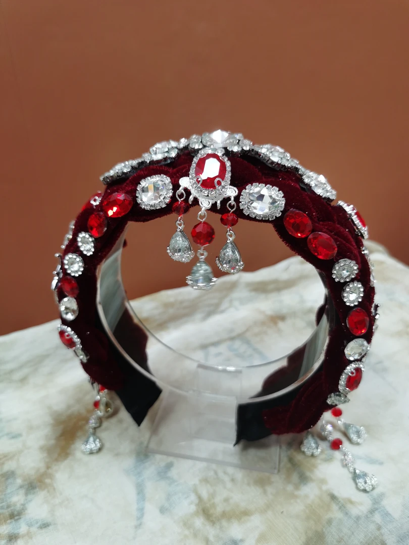 【龙】原创2025新年款红色水钻流苏高颅顶发箍