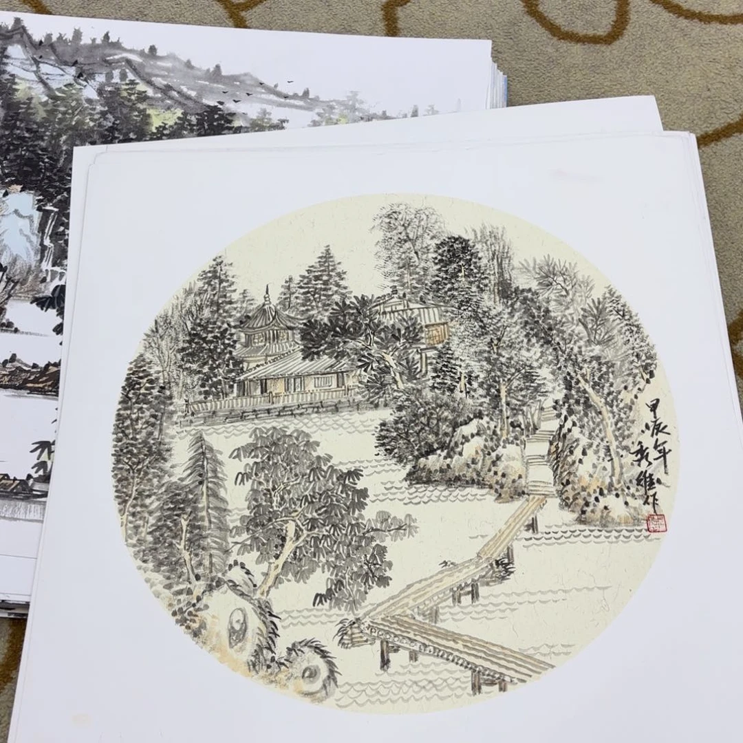 国画陆秀维卡纸 山水