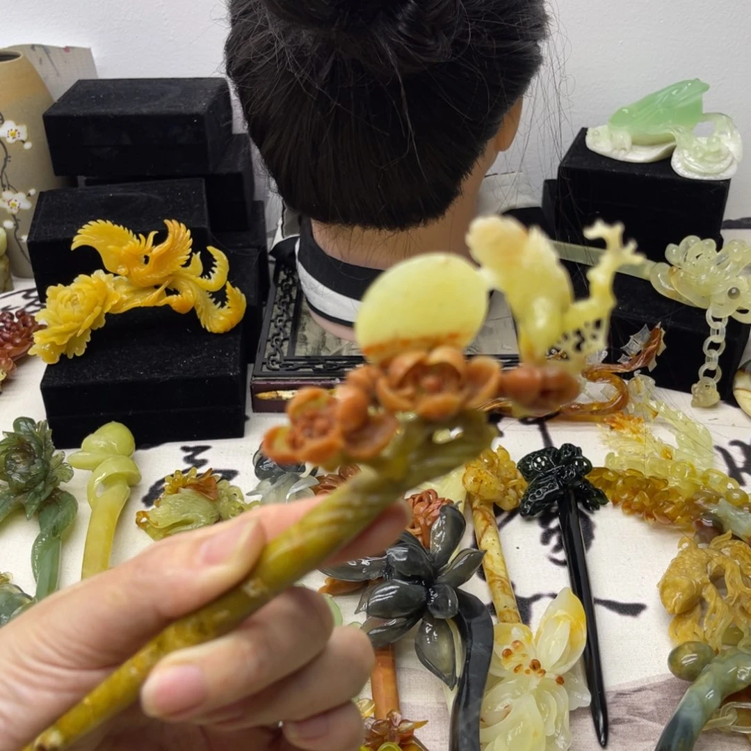【闪购商品】蛇纹石玉未镶嵌发饰壮***步