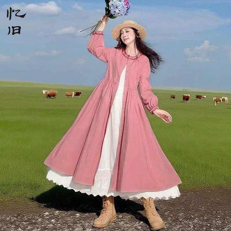 清【胭脂扣】复古纯色木耳花边领风衣2025年限量高品质厚工艺外套