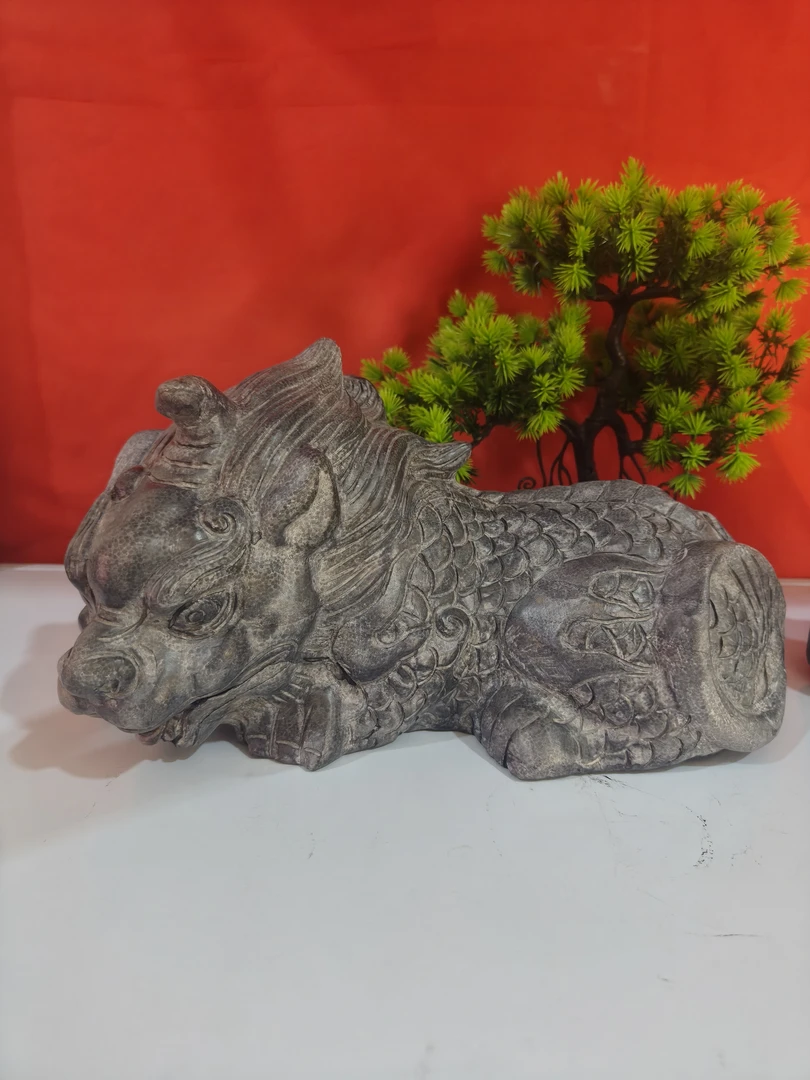 30公分手工貔貅麒麟青石摆件桌面动物雕塑雕刻工艺品