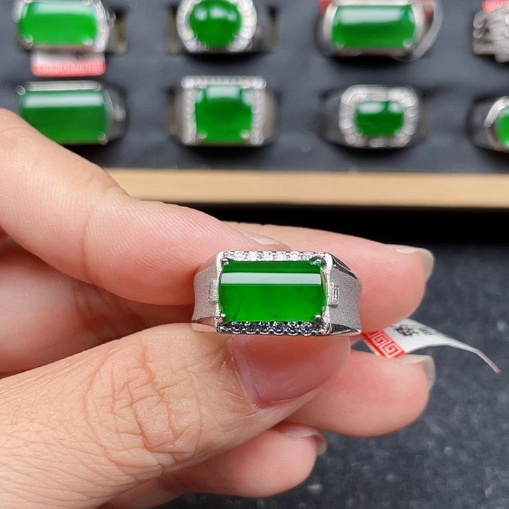 翡翠银S925镶嵌戒指编号3950没运费险