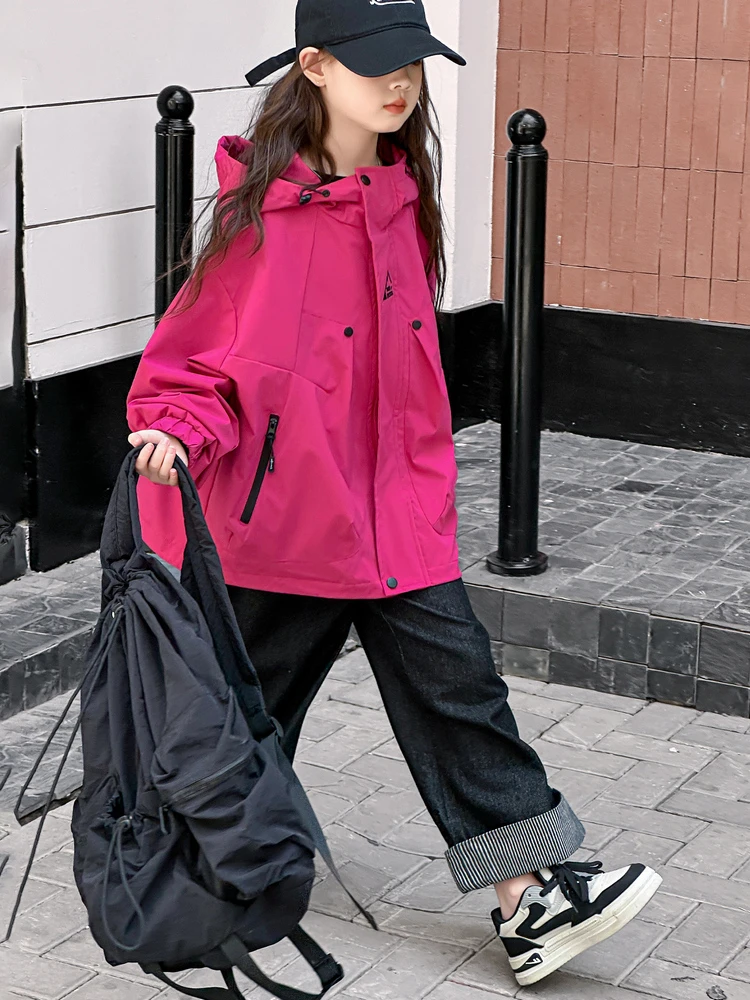 女童春秋款外套2025新款洋气儿童时髦宽松户外冲锋衣大童休闲夹克