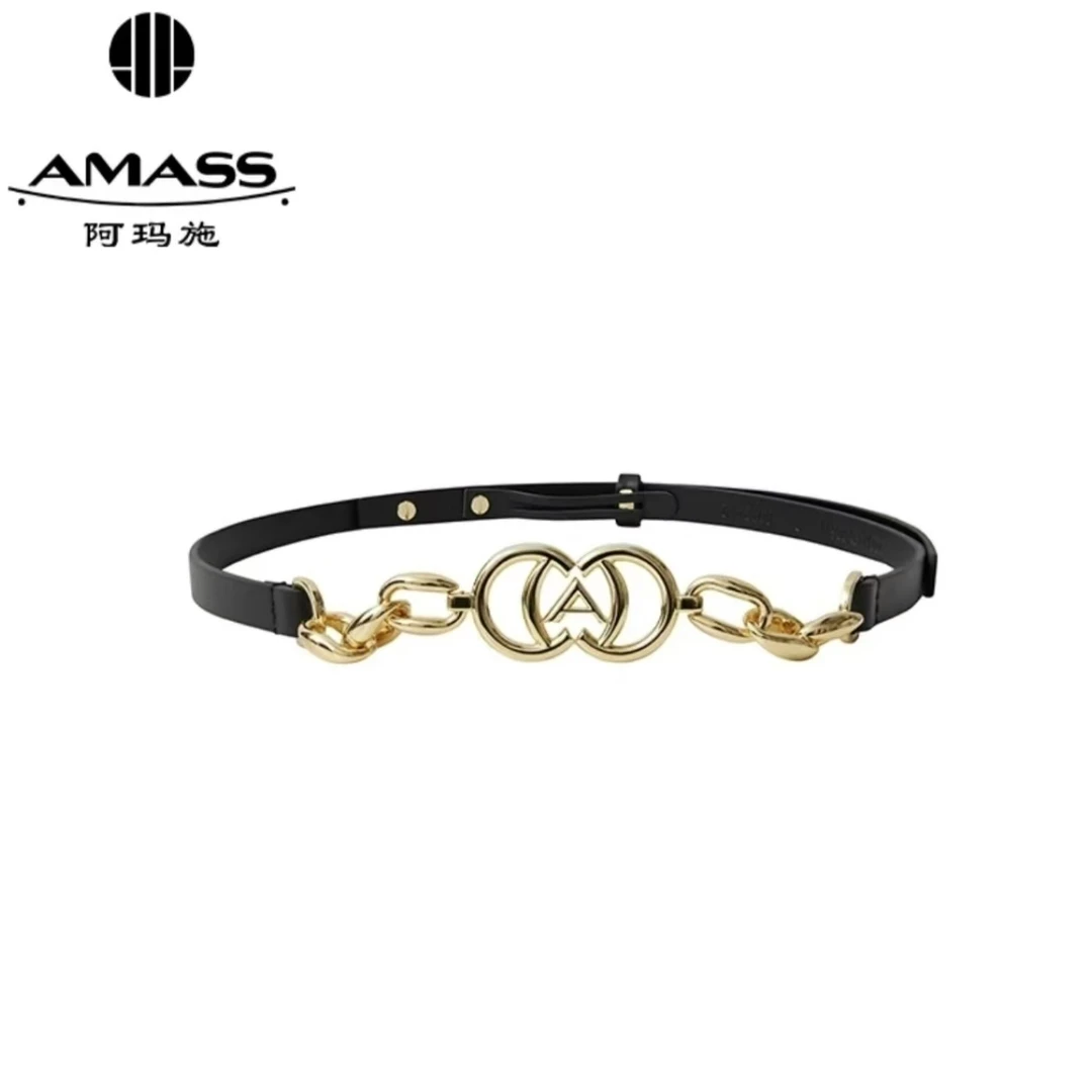 AMASS/阿玛施新款日常百搭"聚宝盆"质感A字皮腰带服装配饰 590011