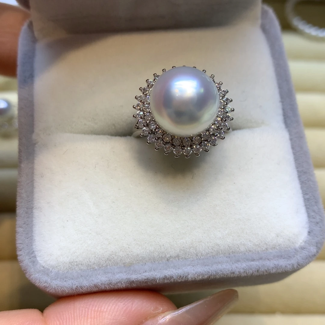 银S925镶嵌戒指海水珍珠