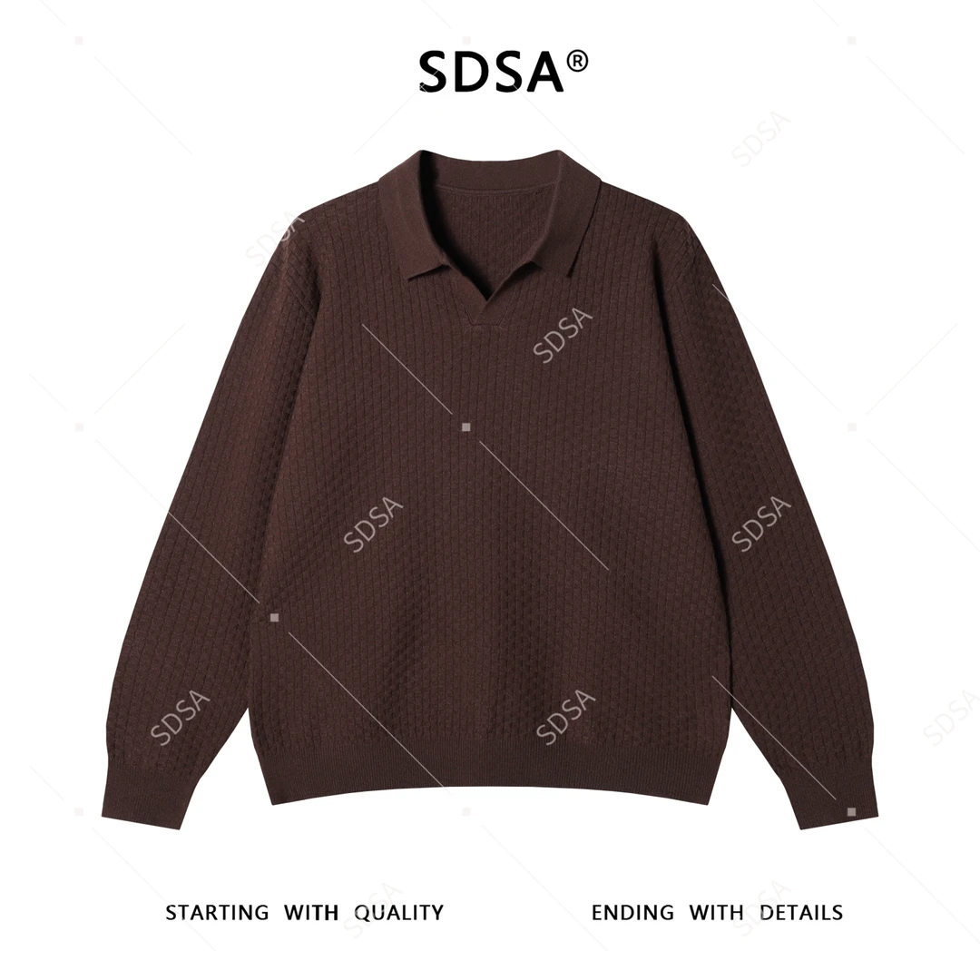 SDSA男士秋冬新款痞帅男装复古格纹海鸥领设计针织衫百搭时尚毛衣