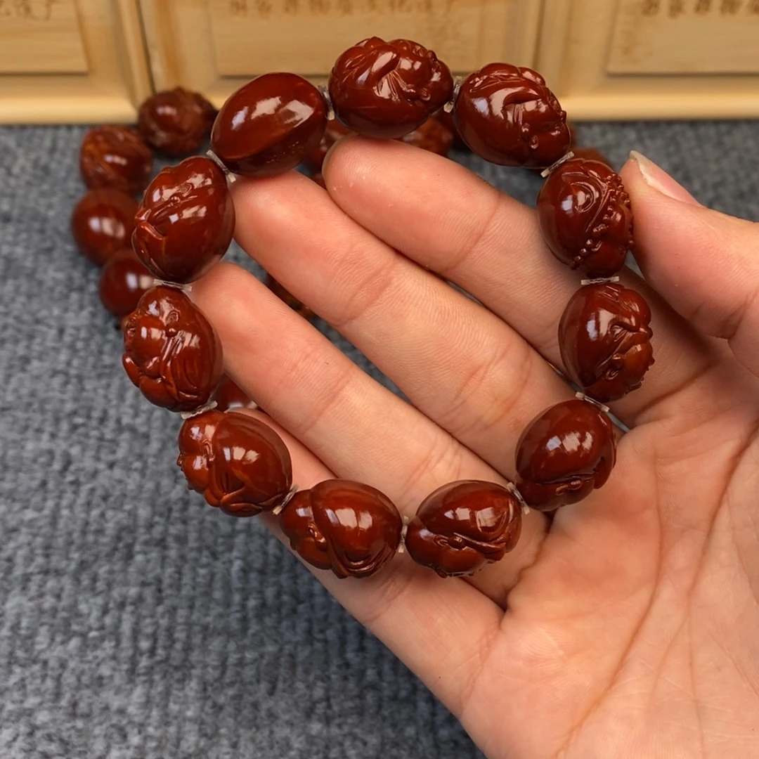 天***助手串/手链橄榄核鲨鱼背弥勒