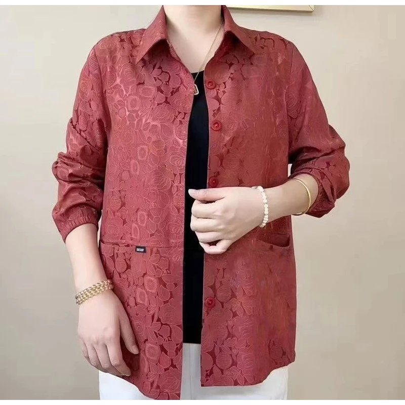 夏季新款女士薄款开衫时尚休闲防晒服中老年透气外套潮减龄上衣