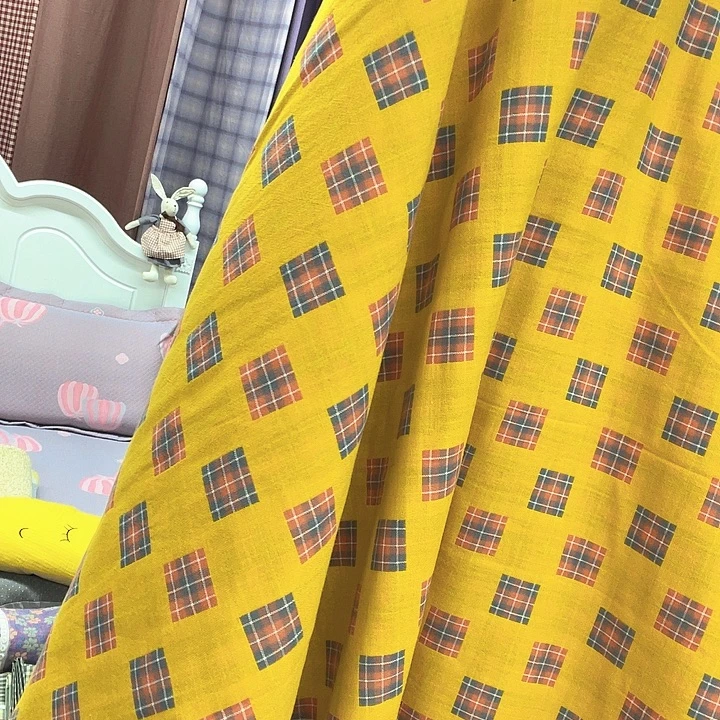 棉棉黄格1.45做床单