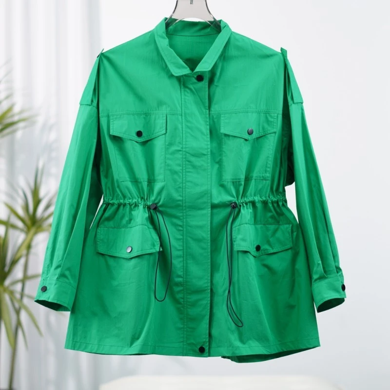【三C・伊】Y555-5   印花字母收腰外套绿色Y22310209W00