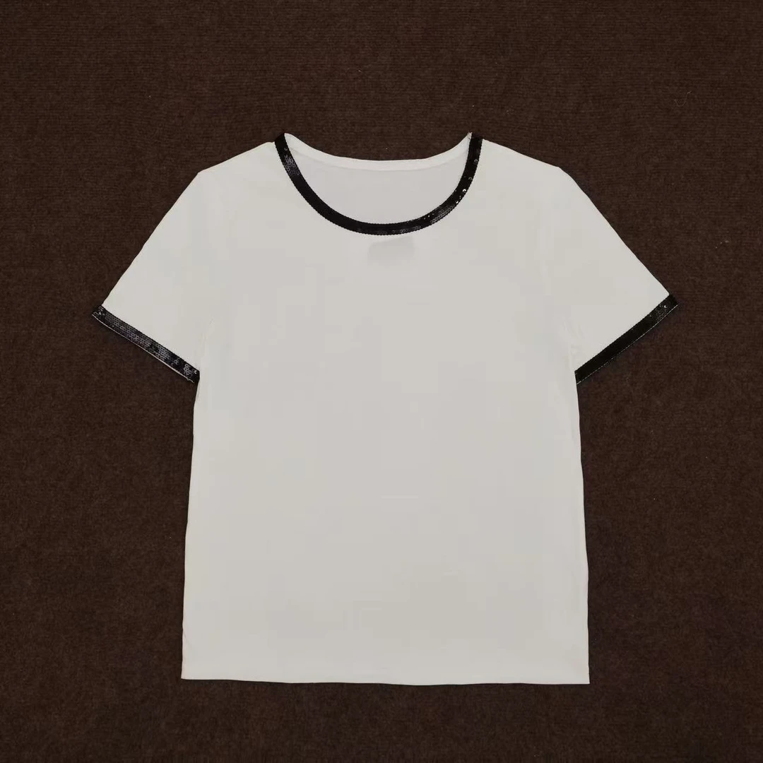 【晨老板】N【诗意闪耀】时尚亮片圆领短袖T恤69258006