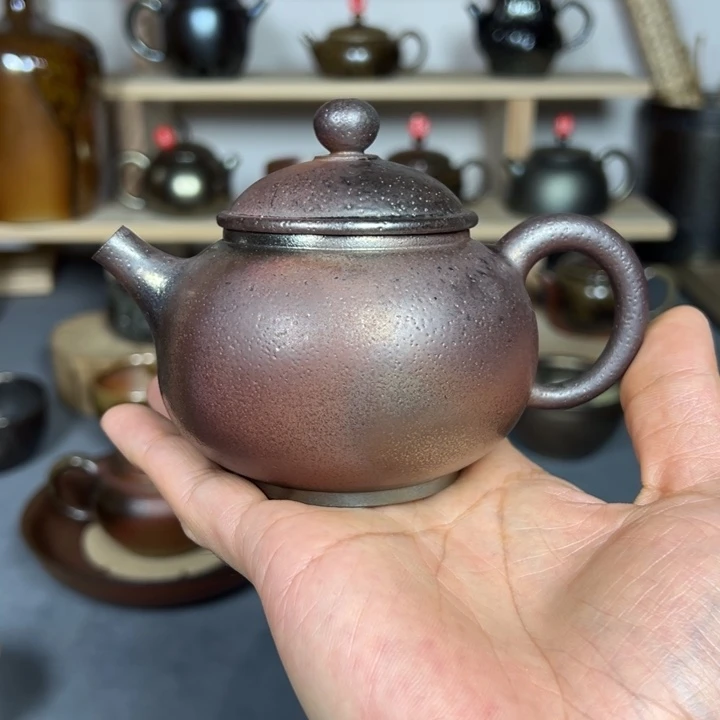壶紫泥古法柴烧匏尊壶200c c