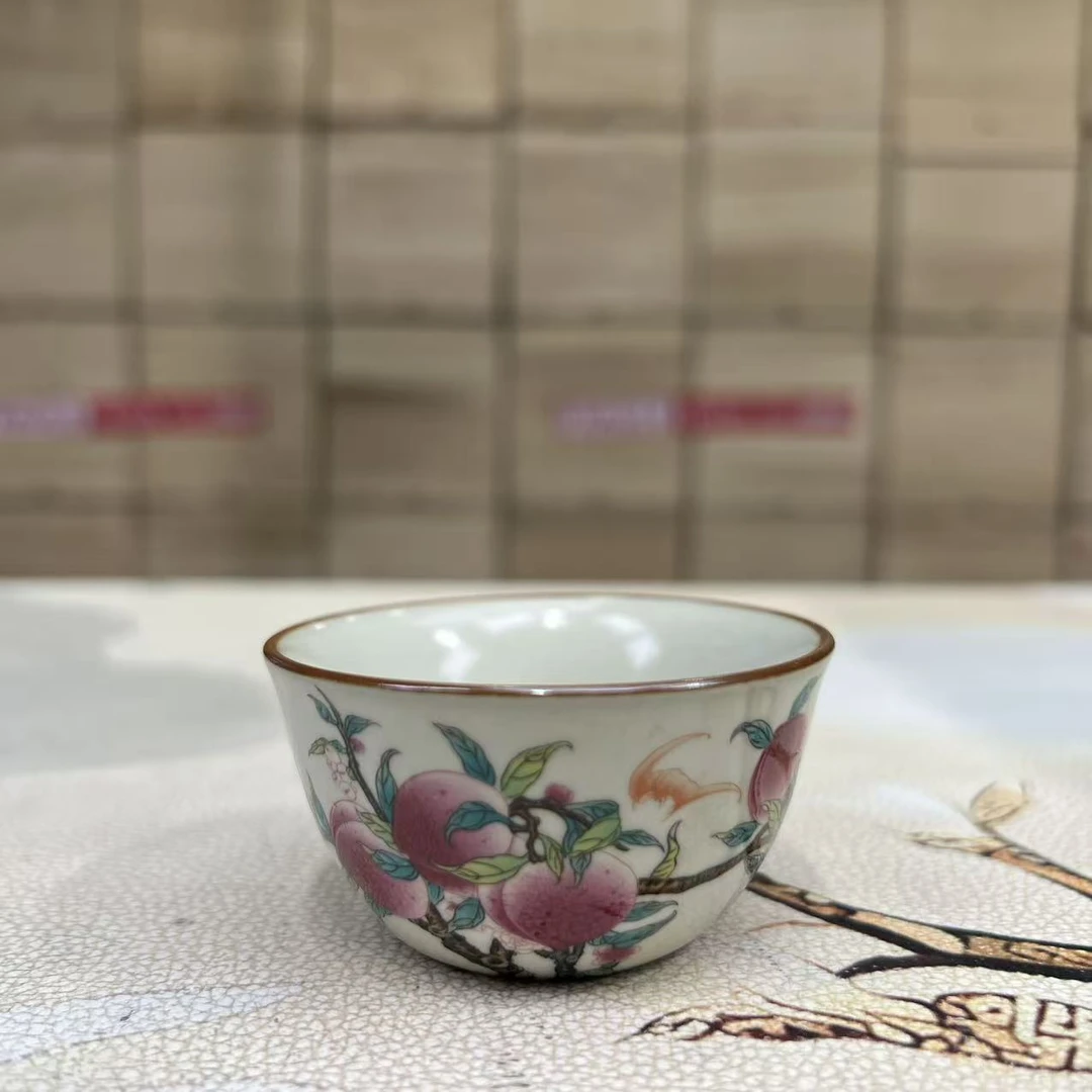 瓷韵优品 黄汝九桃小客杯-3993