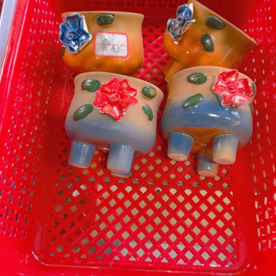 紫砂花盆粗陶精雕