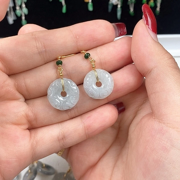 翡翠银S925镶嵌耳饰