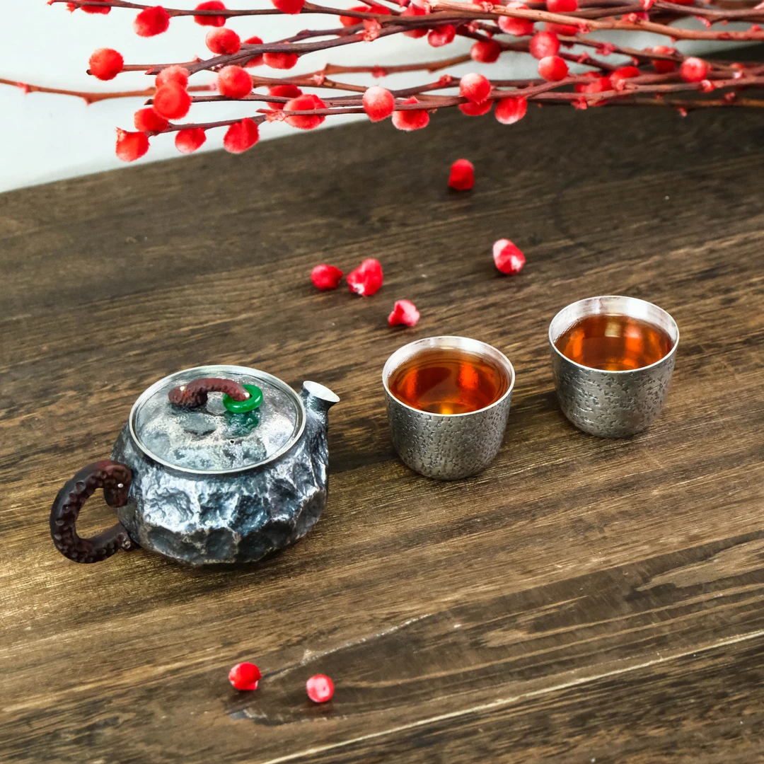 【大促】壶尔摩斯《黑面包》茶壶一壶两杯套组精致纯手工便携足银999