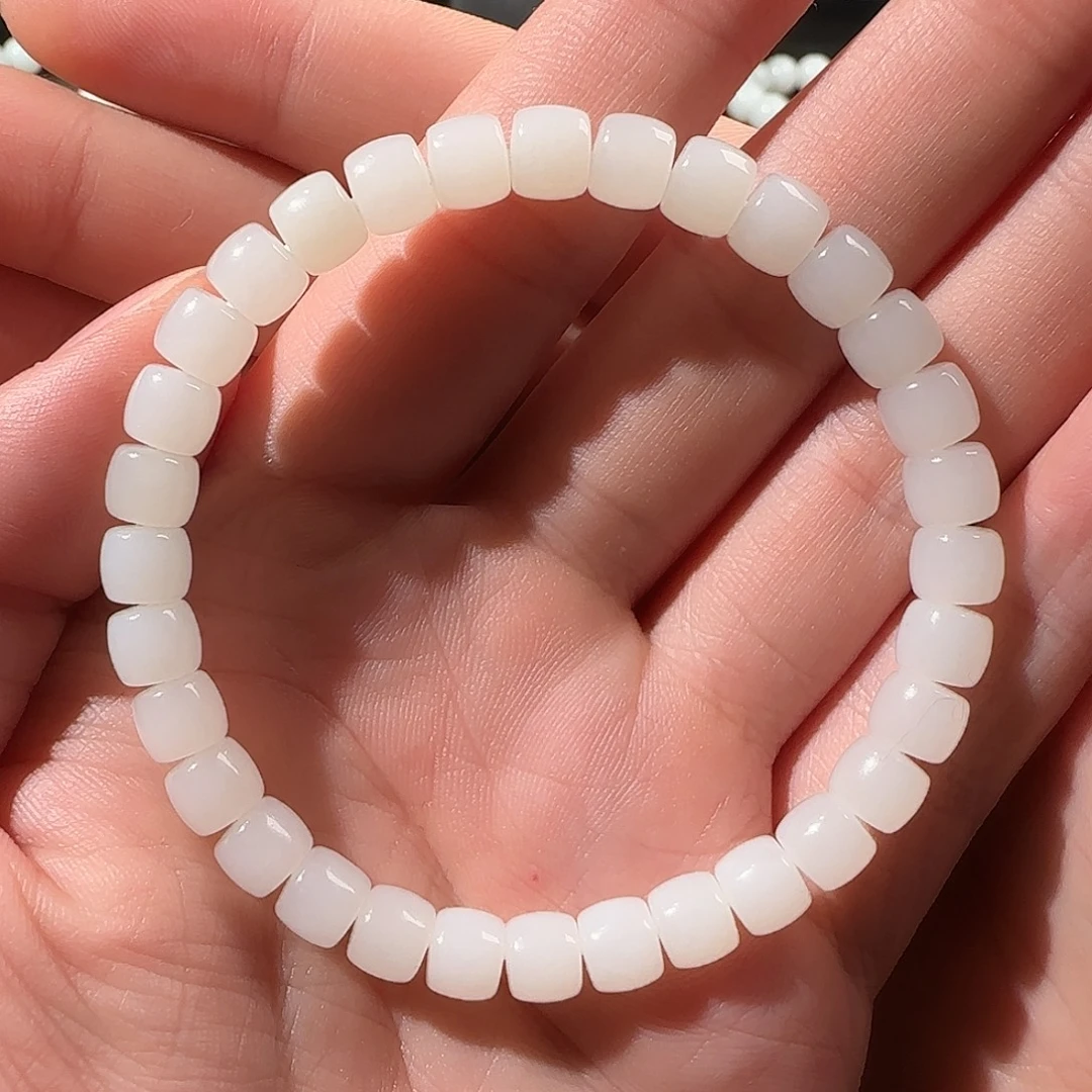 和田玉（白玉）未镶嵌手串卡6.7