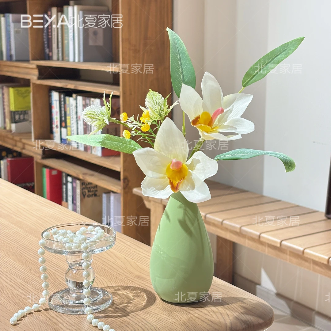 小清新仿真沙丁蕙兰扎花陶瓷花瓶插花客厅餐桌室内装饰摆件