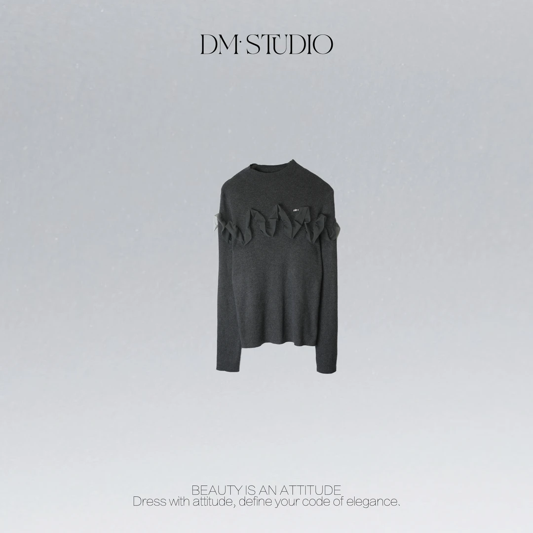 DEDM•STUDIO/气质减龄百搭修身花边中领针织衫打底2510ZZS/6008