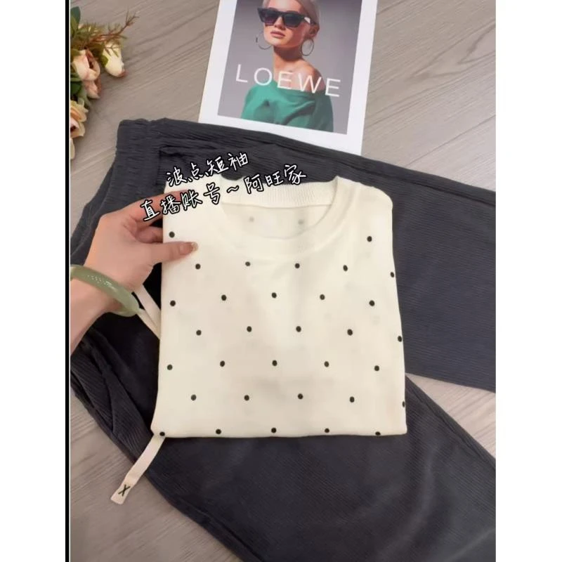 【大麦运费补贴】波点~韩系宽松短袖针织时尚简约韩版