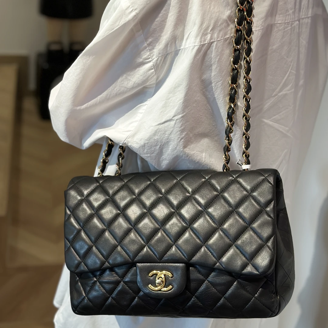 95新 Chanel/香奈儿 YUMU中古/Chanel中古黑金cf单肩包