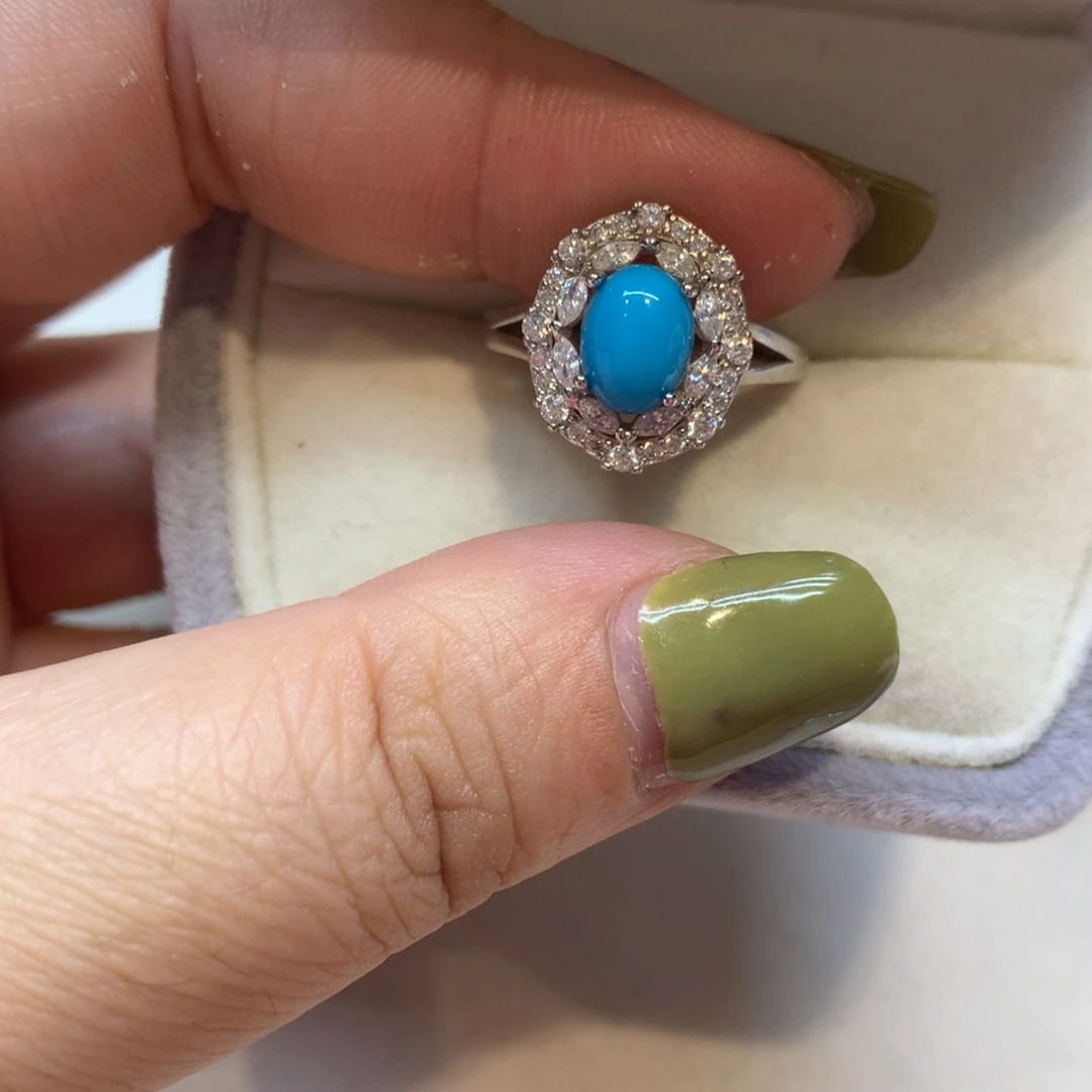 银S925镶嵌绿松石戒指