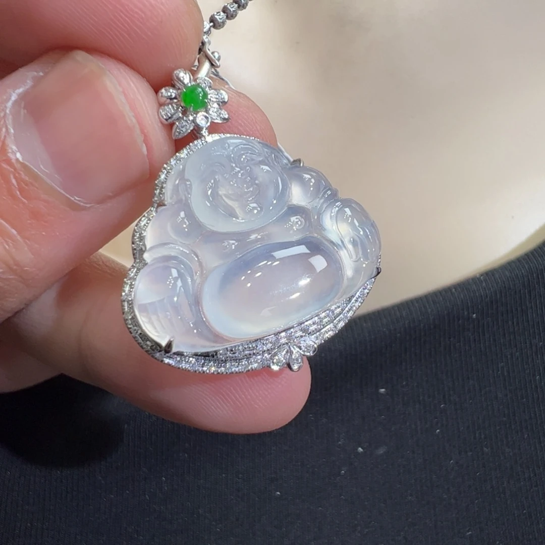 翡翠吊坠(不含链)18K金镶嵌
