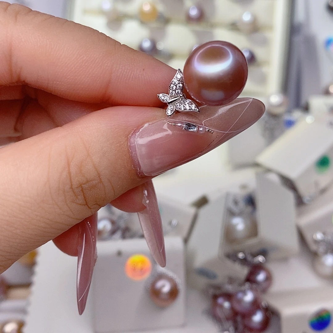 戒指银S925镶嵌淡水珍珠