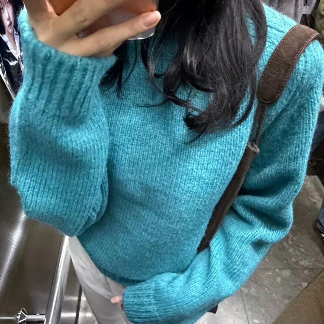 【小倩家】 东大门圆领休闲简约超软贝贝羊毛衣～NO退换