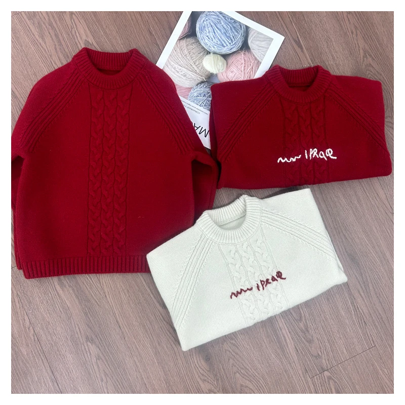 【100%纯羊毛】儿童纯羊毛衫百搭圆领新款男女童保暖针织衫打底