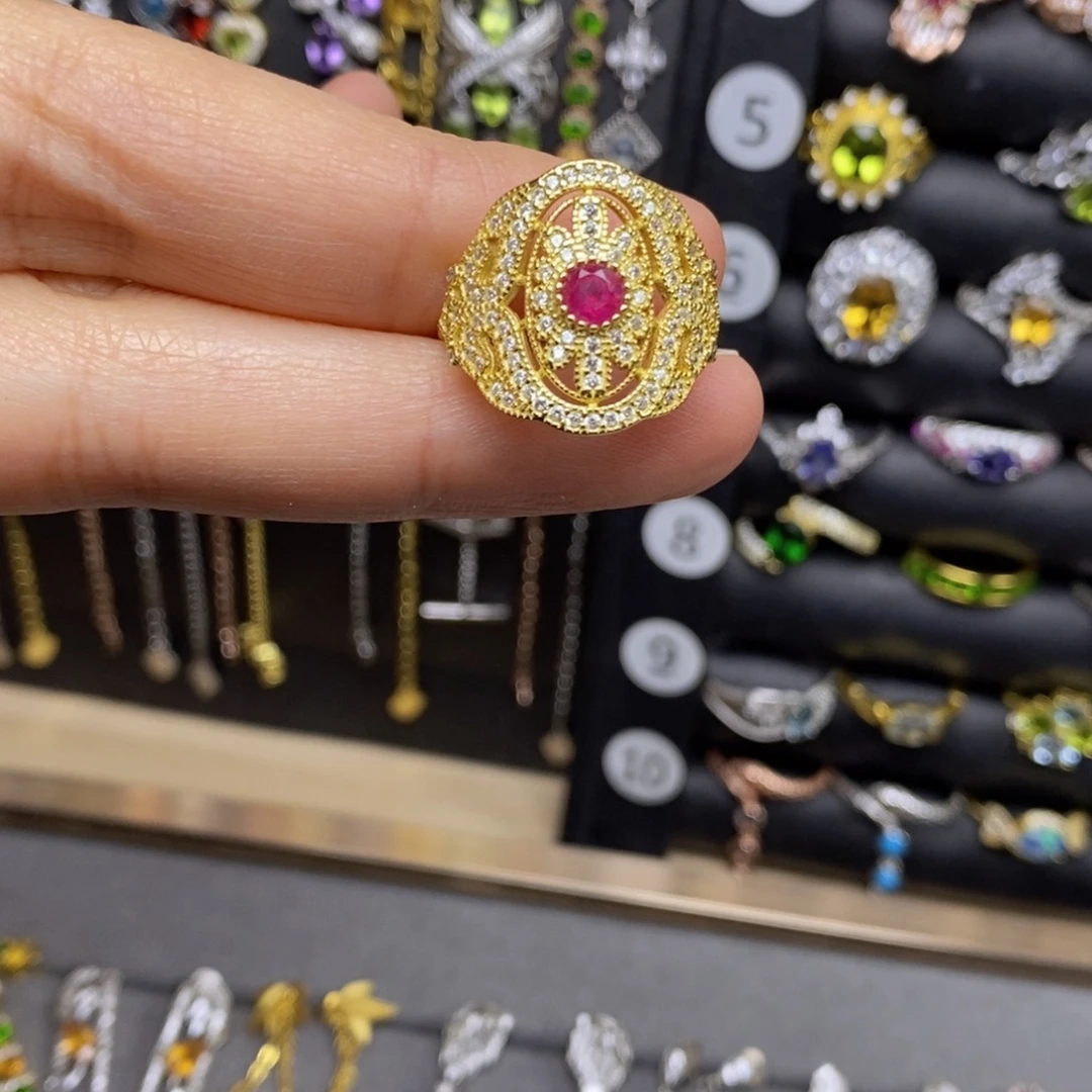 红宝石银S925镶嵌戒指