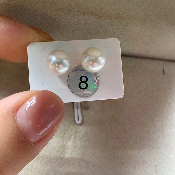 银S925镶嵌淡水珍珠耳饰8-9mm