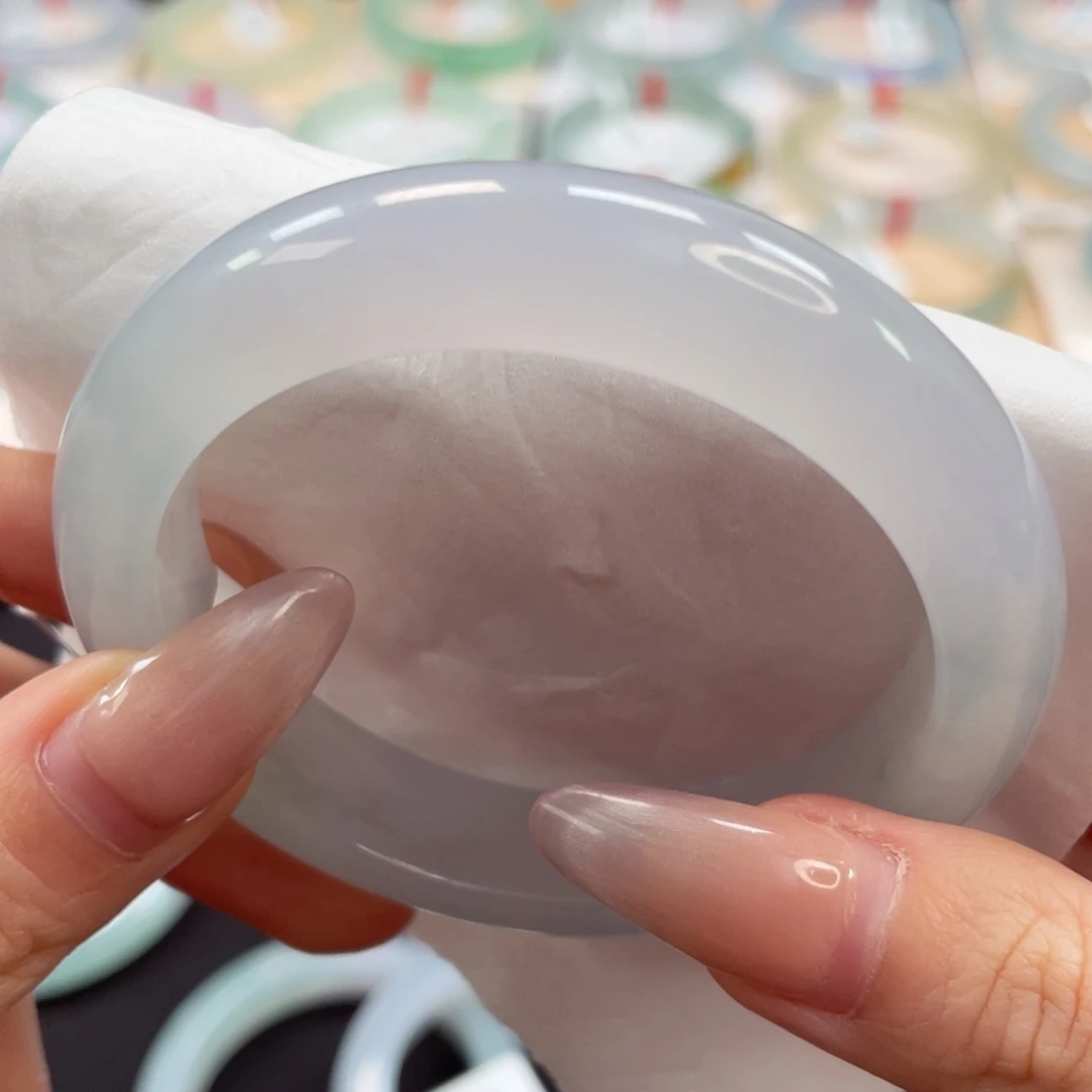 未镶嵌手镯翡翠55.3上新水润冰胶透春彩29号