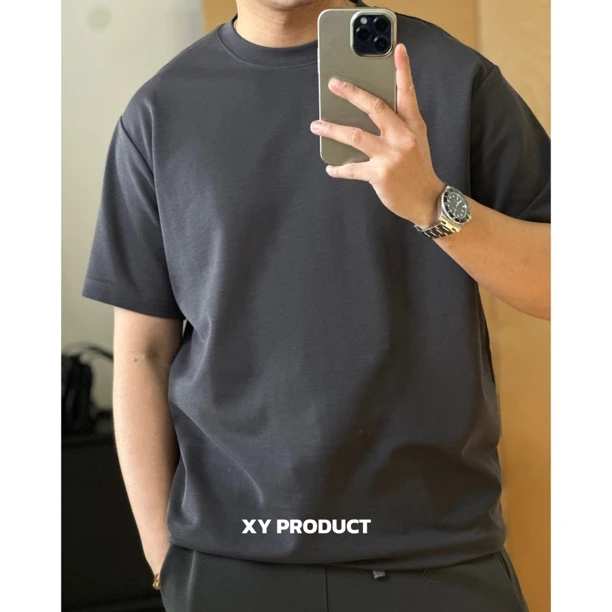 XY察外 【轻奢顺滑】老钱风双面T恤纯色简约基础百搭短袖上衣