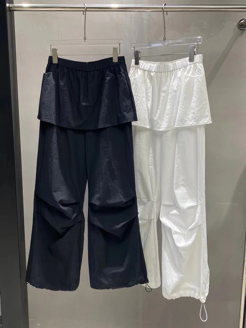 【米果精选】薄女装时尚拼接短袖简约运动春夏透气夏季潮流松紧腰