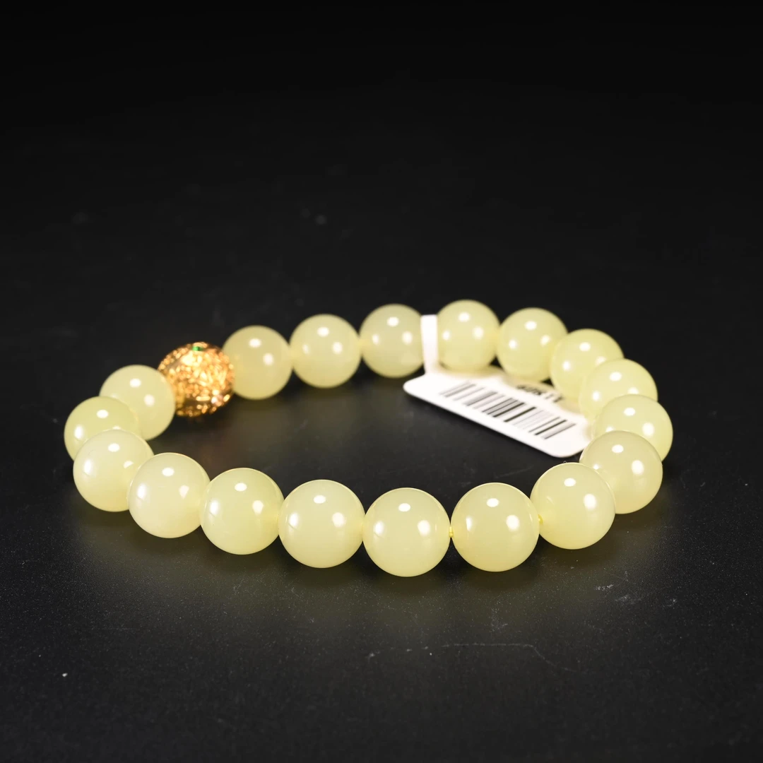 lot8814 和田玉黄玉珠串/保利