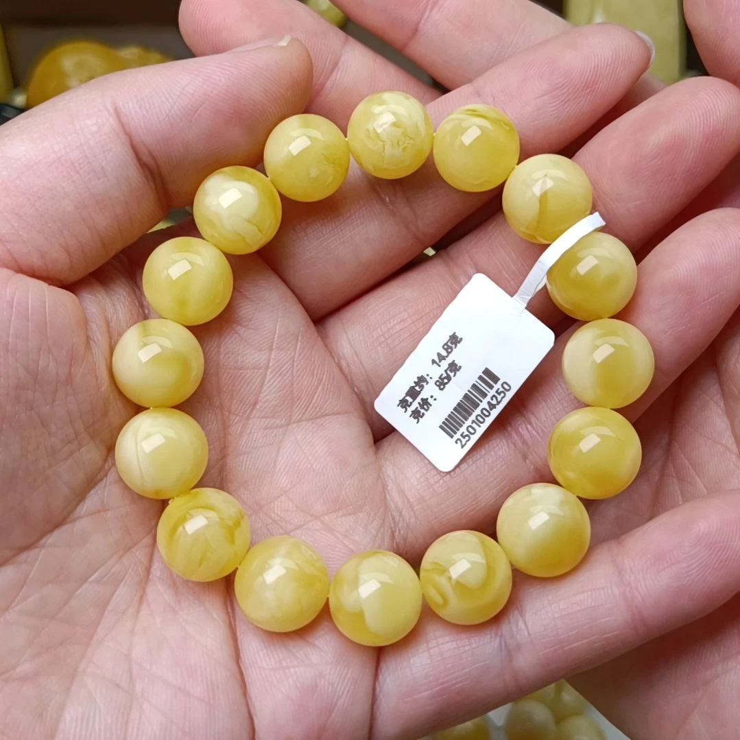 未镶嵌蜜蜡手链11大加圆珠浓蜡溶洞妖花手围15