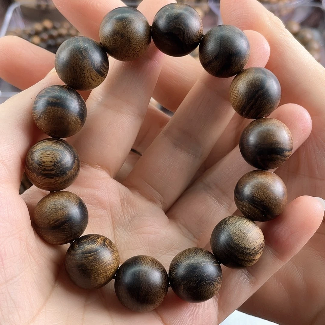 沉香手串修*越南芽庄白棋虎斑留疤