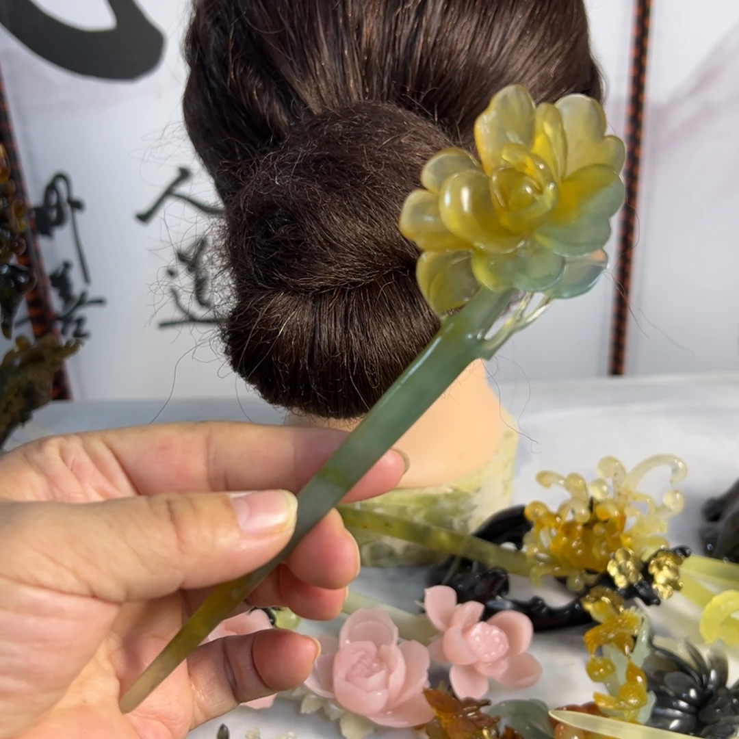 蛇纹石玉未镶嵌发饰