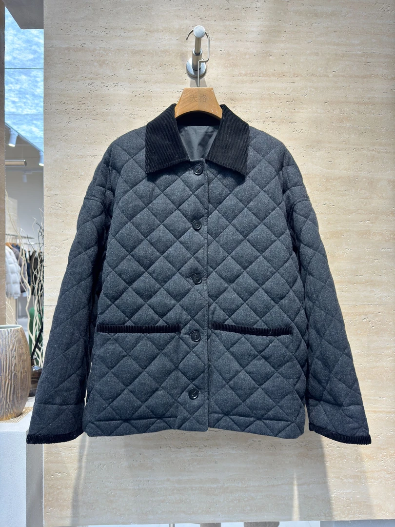 【钱老板专属】SDX轻奢女装高级羊毛面料秋冬鹅绒服翻领56068