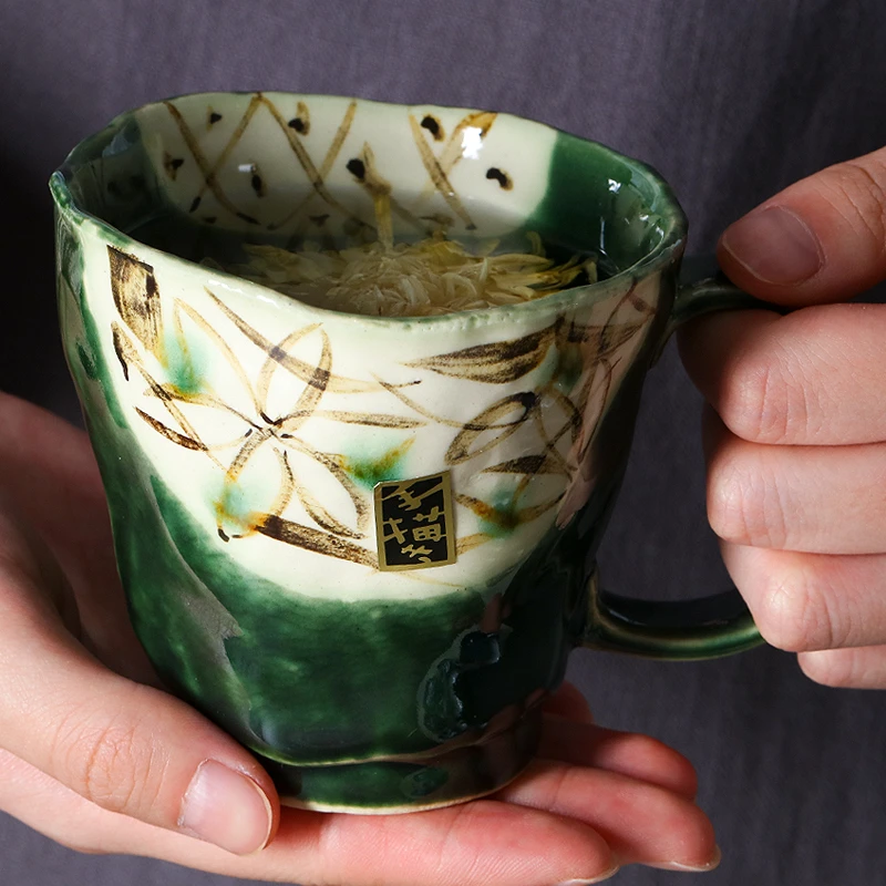 Bloom日本进口陶瓷马克杯 复古日式手绘釉下彩耐热咖啡茶热饮水杯