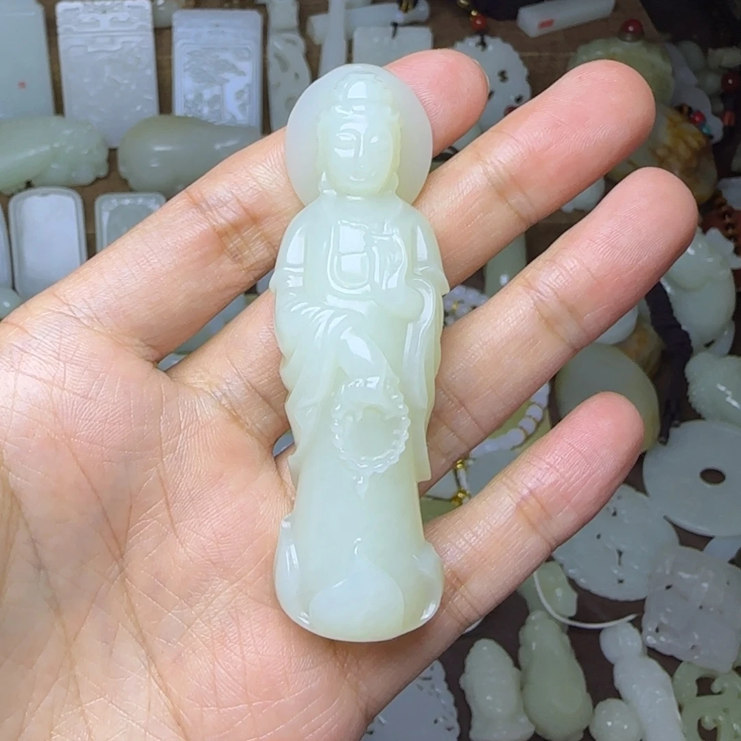 乐***～和田玉未镶嵌挂件