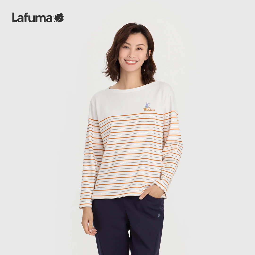 LAFUMA乐飞叶户外25吸湿速干条纹圆领长袖T恤女休闲运动LFTS5CL86