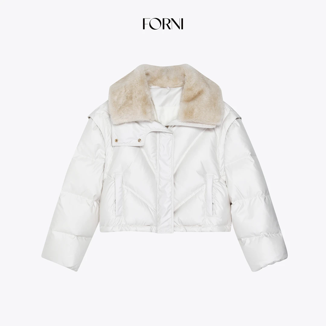 FORNI 极地之雪 可拆卸式大毛领90白鸭绒羽绒外套
