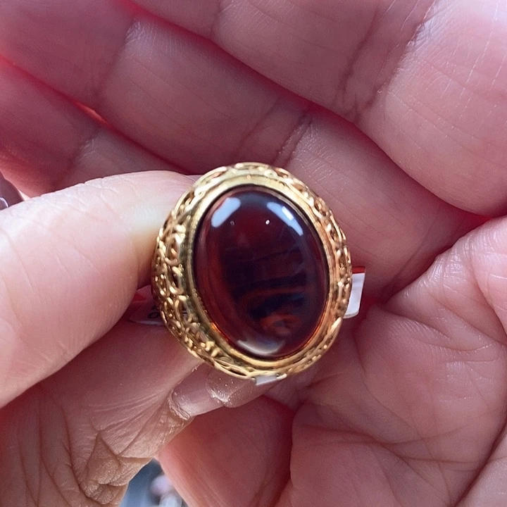 琥珀银S925镶嵌戒指